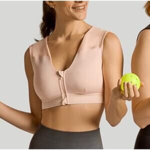Tommie Copper Pink Shoulder Support Bra with Front Zip XL NWOT